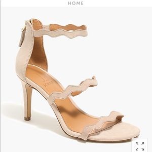 Jcrew three strapped scallops suede heels